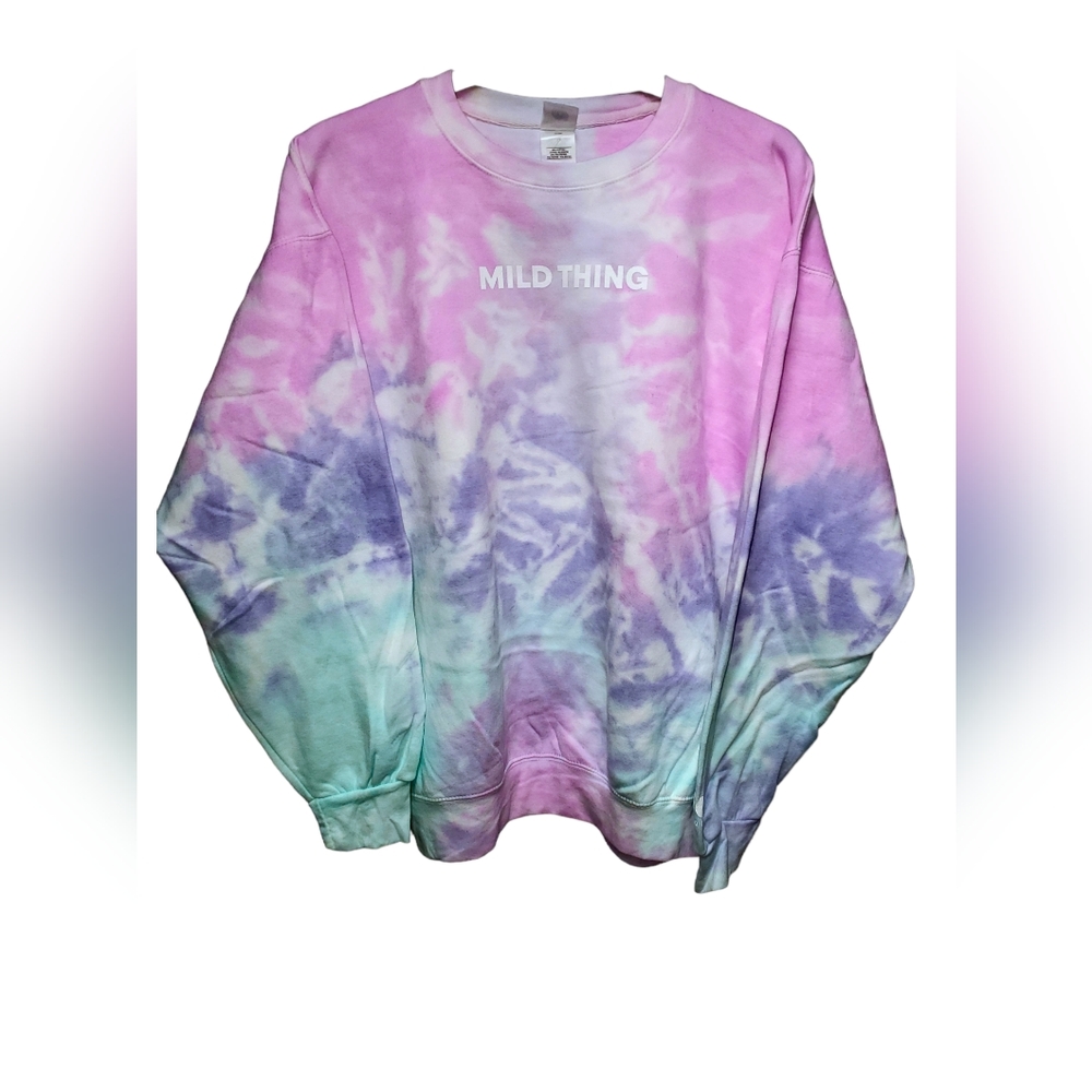 Womans Mens Sweater Unisex Mild Thing Tie Die Pink Blue White Large